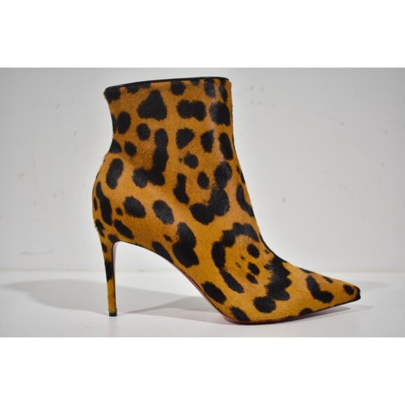 Christian Louboutin So Kate Booty 85 Black Spicy Leopard Ankle Heel Bootie 37.5 - Picture 2 of 12